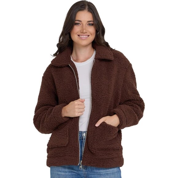 Jackets & Blazers - Jacket Women Espress Oversized Faux Winter Coats for Women Shearling Fleece Plus